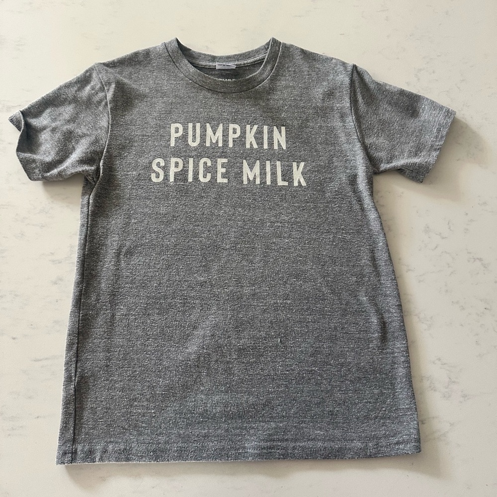 THE EVER CO Pumpkin Spice Milk Heather Gray 8/9 girl’s shirt boy Fall company 8